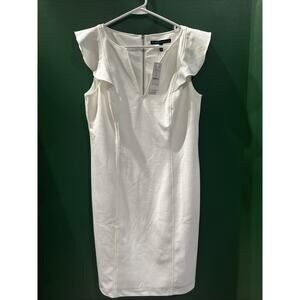 WHITE HOUSE BLACK MARKET Womens White Lined Sleeveless Sheath Dress 12 $160